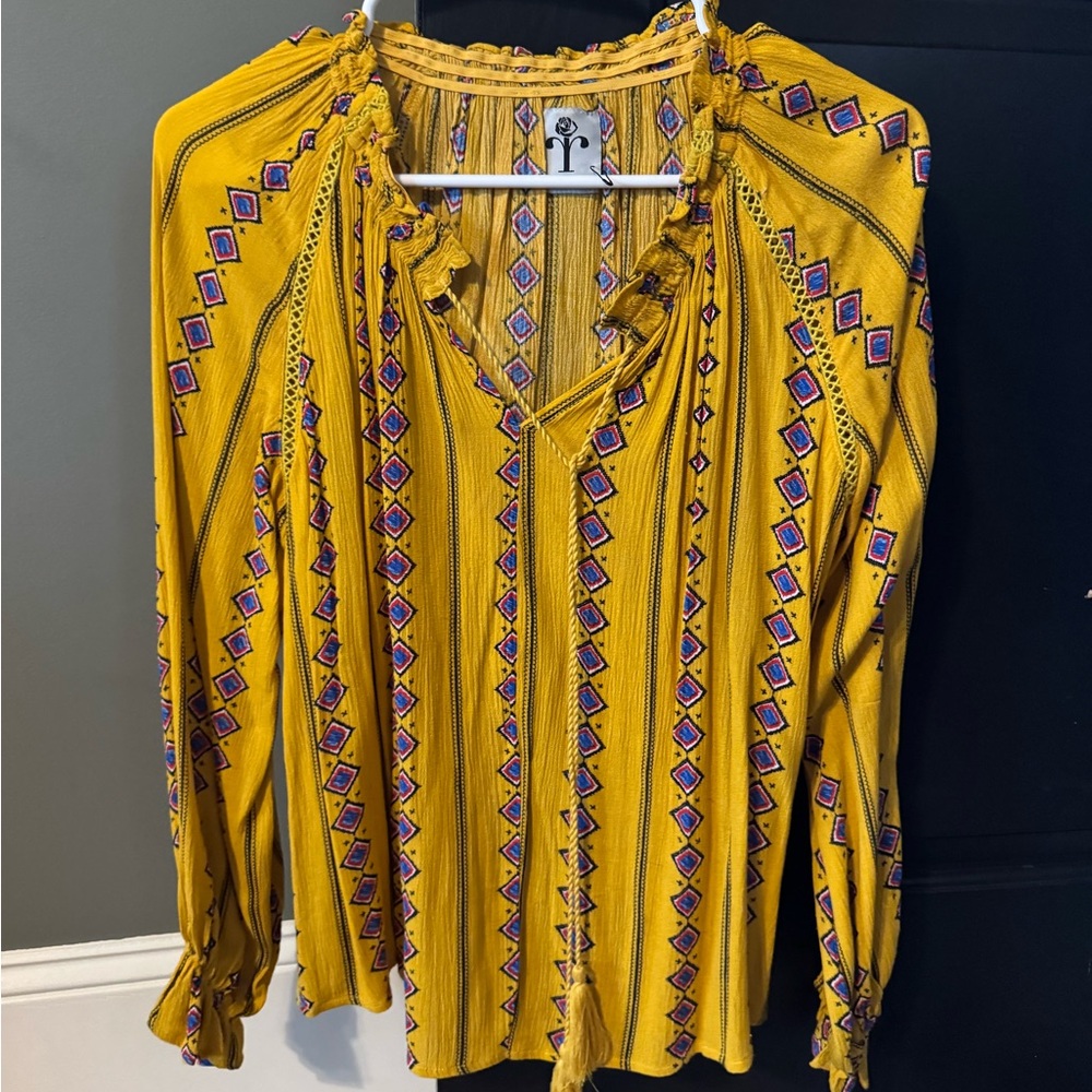 Boutique Yellow Patterned Women's Top